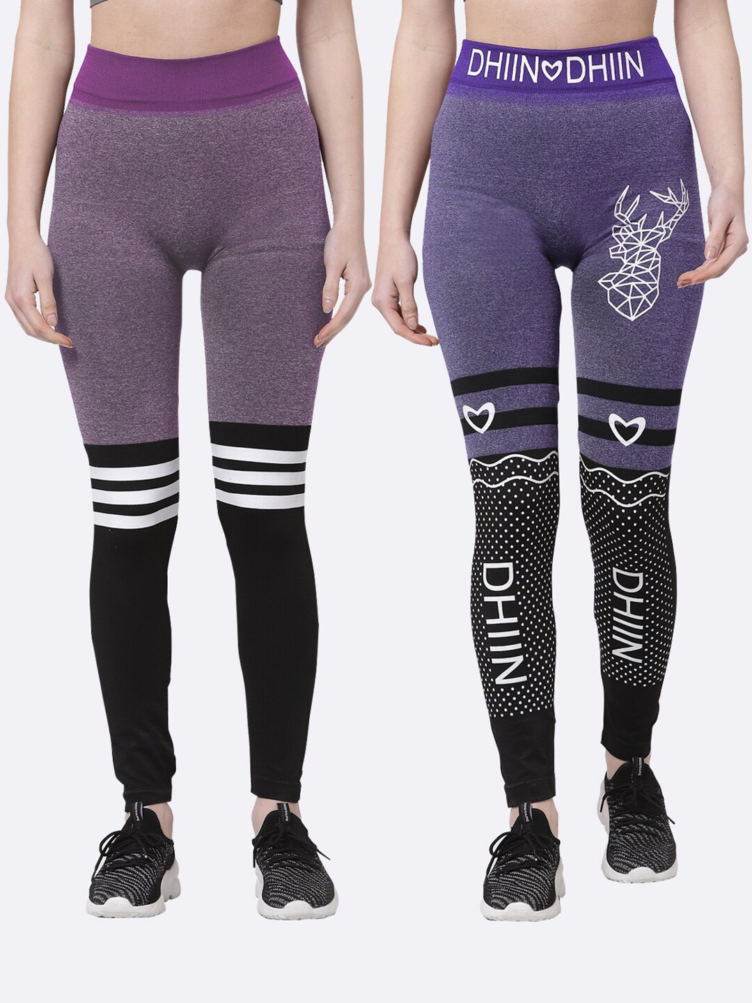 

KLOTTHE Women Set of 2 Multicolor Printed Skinny Fit Jeggings, Multi