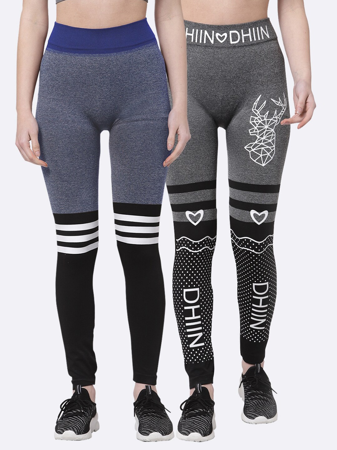 

KLOTTHE Women Set of 2 Multicolor Printed Skinny Fit Jeggings, Multi