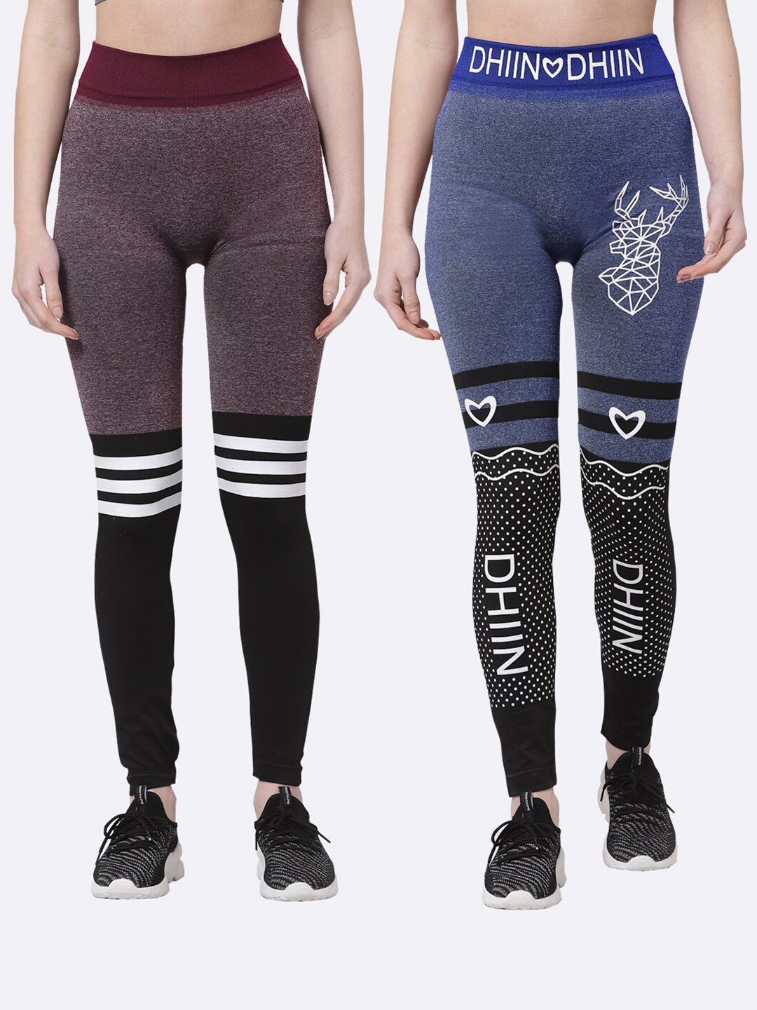 

Klotthe Women Set of 2 Multi Printed Skinny Fit Jeggings