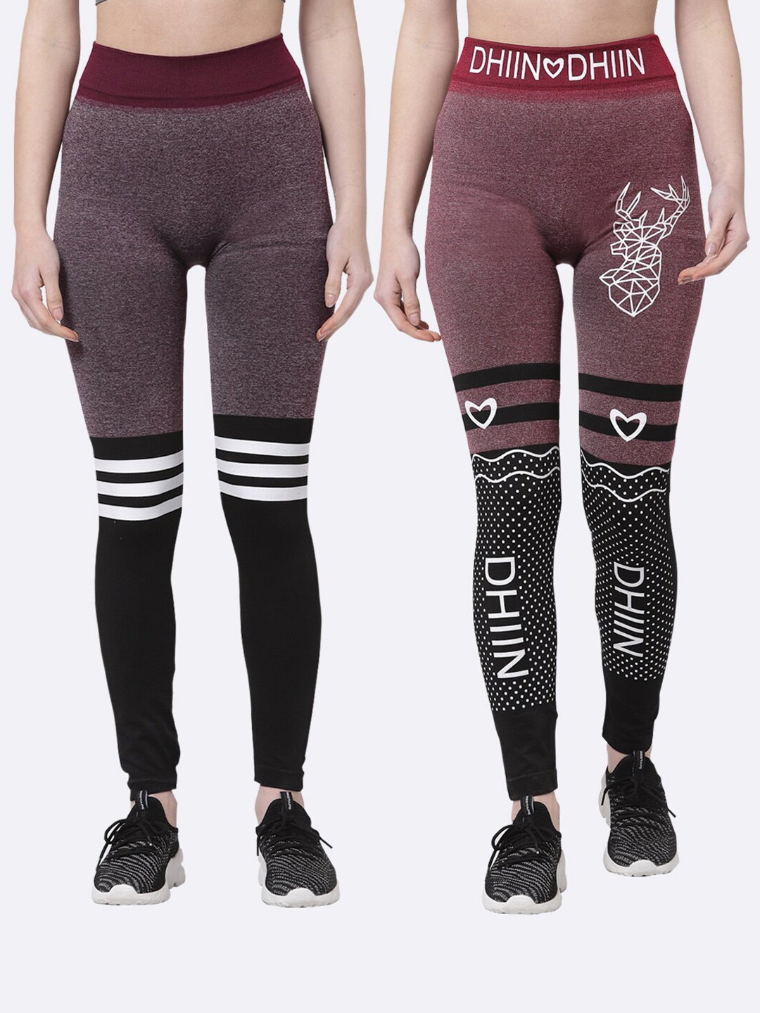 Klotthe Women Set of 2 Multicolor Printed Skinny Fit Jeggings, Multi