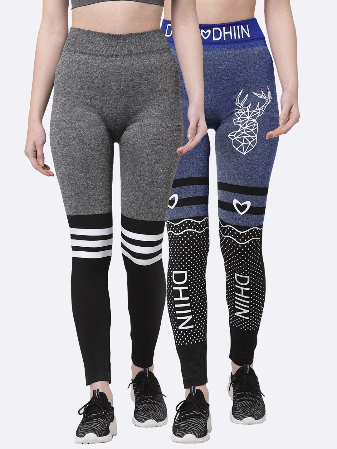 

KLOTTHE Women Pack of 2 Printed Skinny Fit Jeggings, Multi