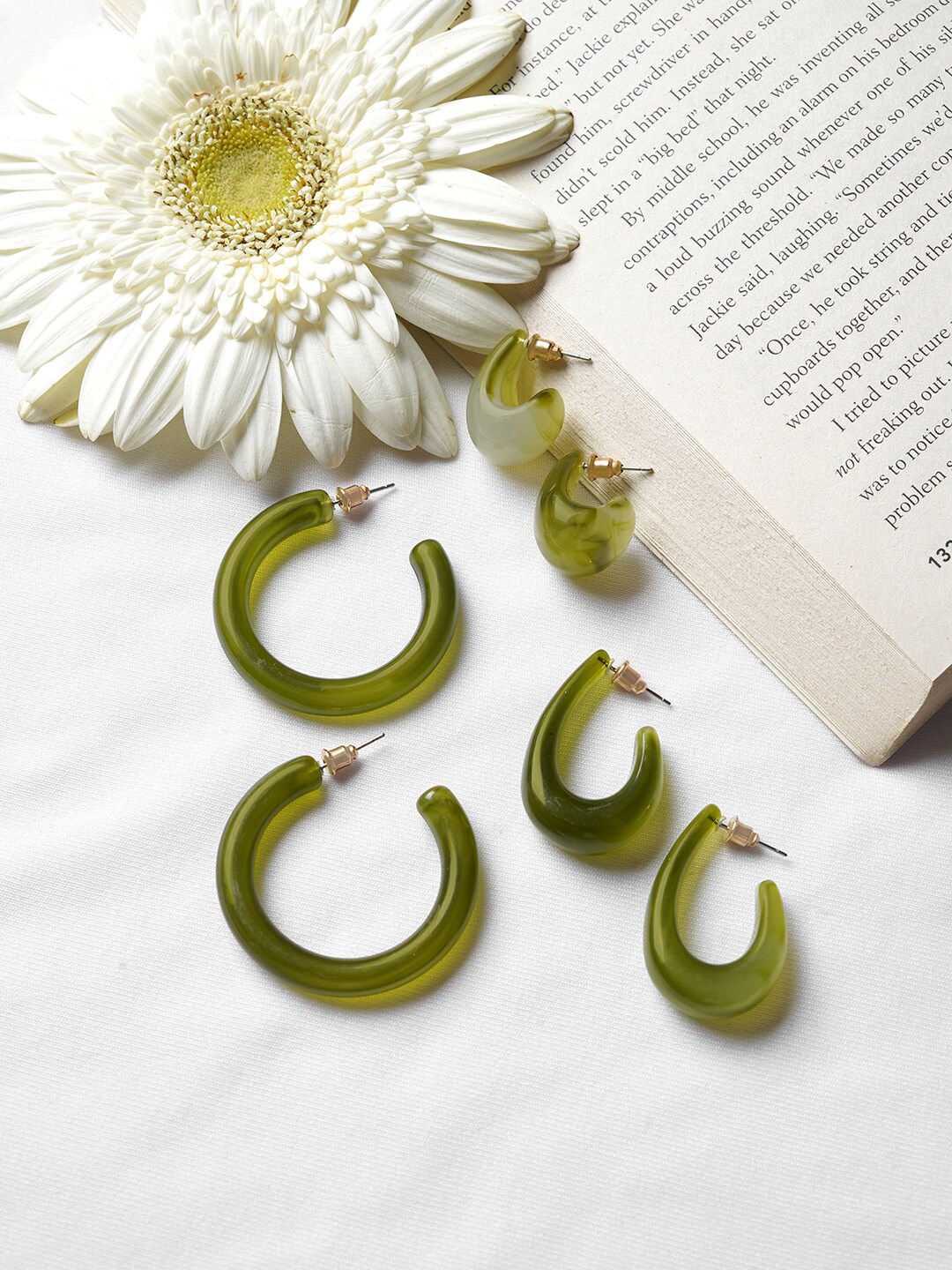 

BEWITCHED Green Contemporary Set Of 3 Hoop Earrings