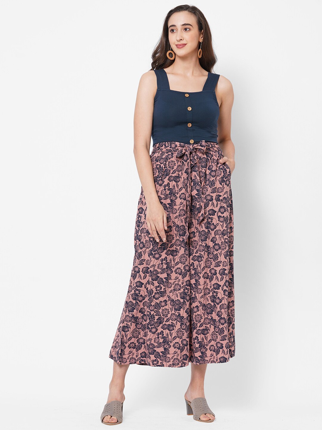 

PAPA BRANDS Floral Printed Co-Ord Set, Navy blue