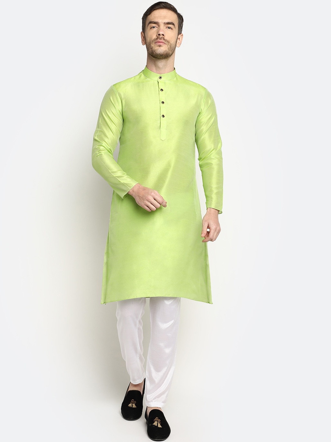 

DEVOILER Men Lime Green Kurta