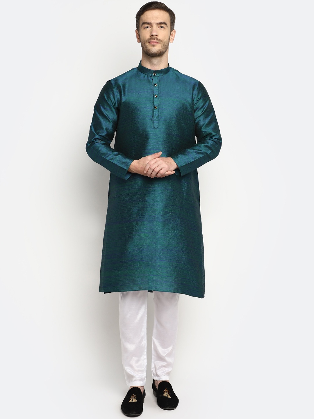 

DEVOILER Men Green Solid Kurta