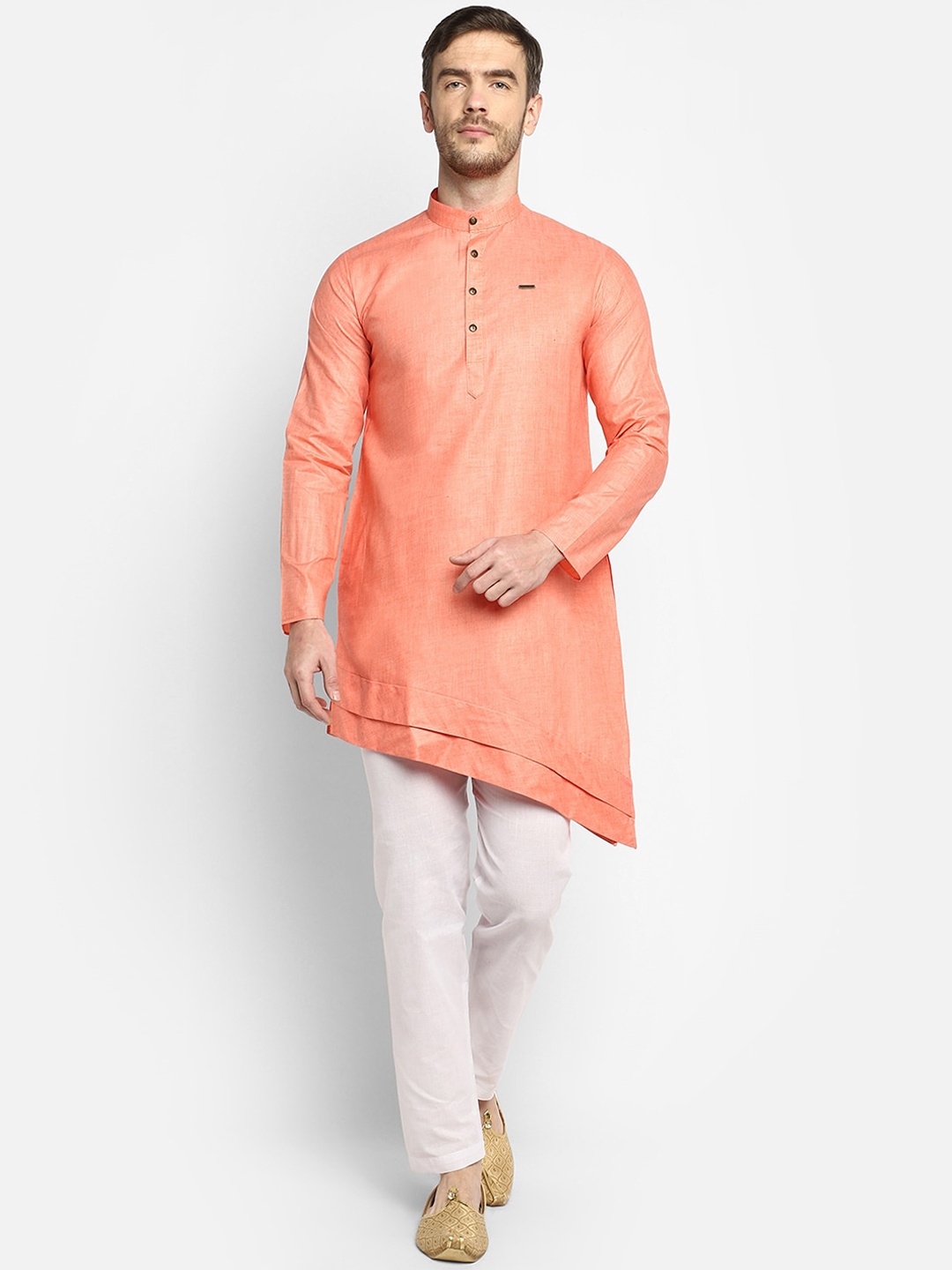 

DEVOILER Men Orange Kurta