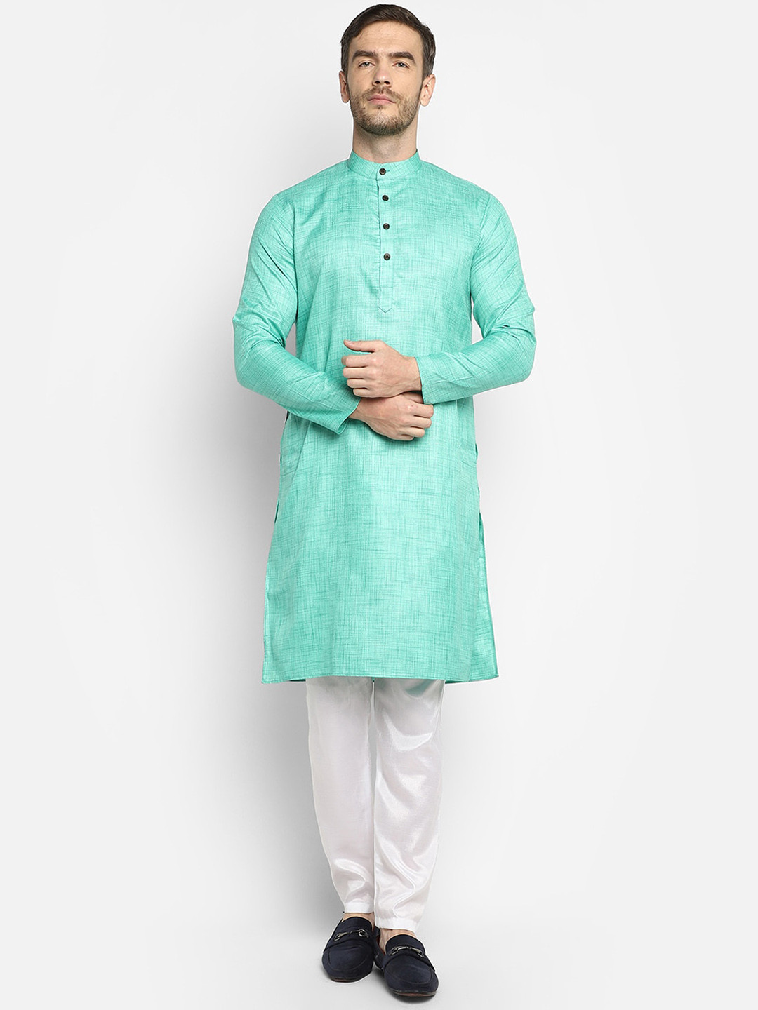 

DEVOILER Men Green Kurta