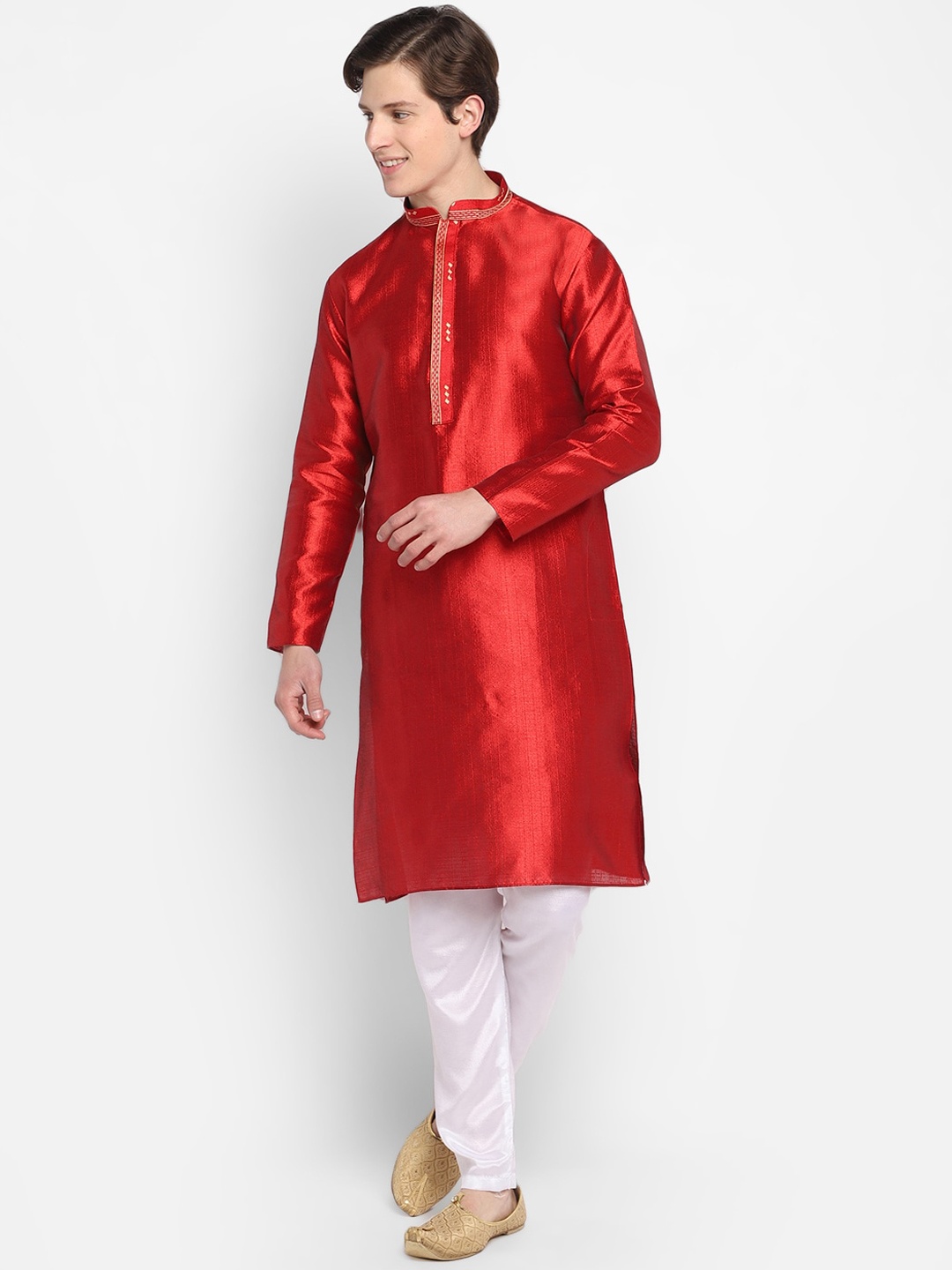 

DEVOILER Men Red Kurta