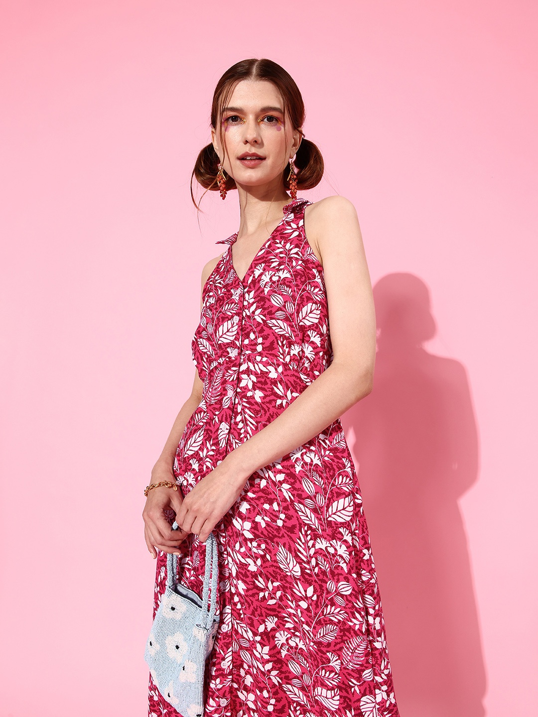 

DressBerry Women Magenta Tropical Vacay Attire