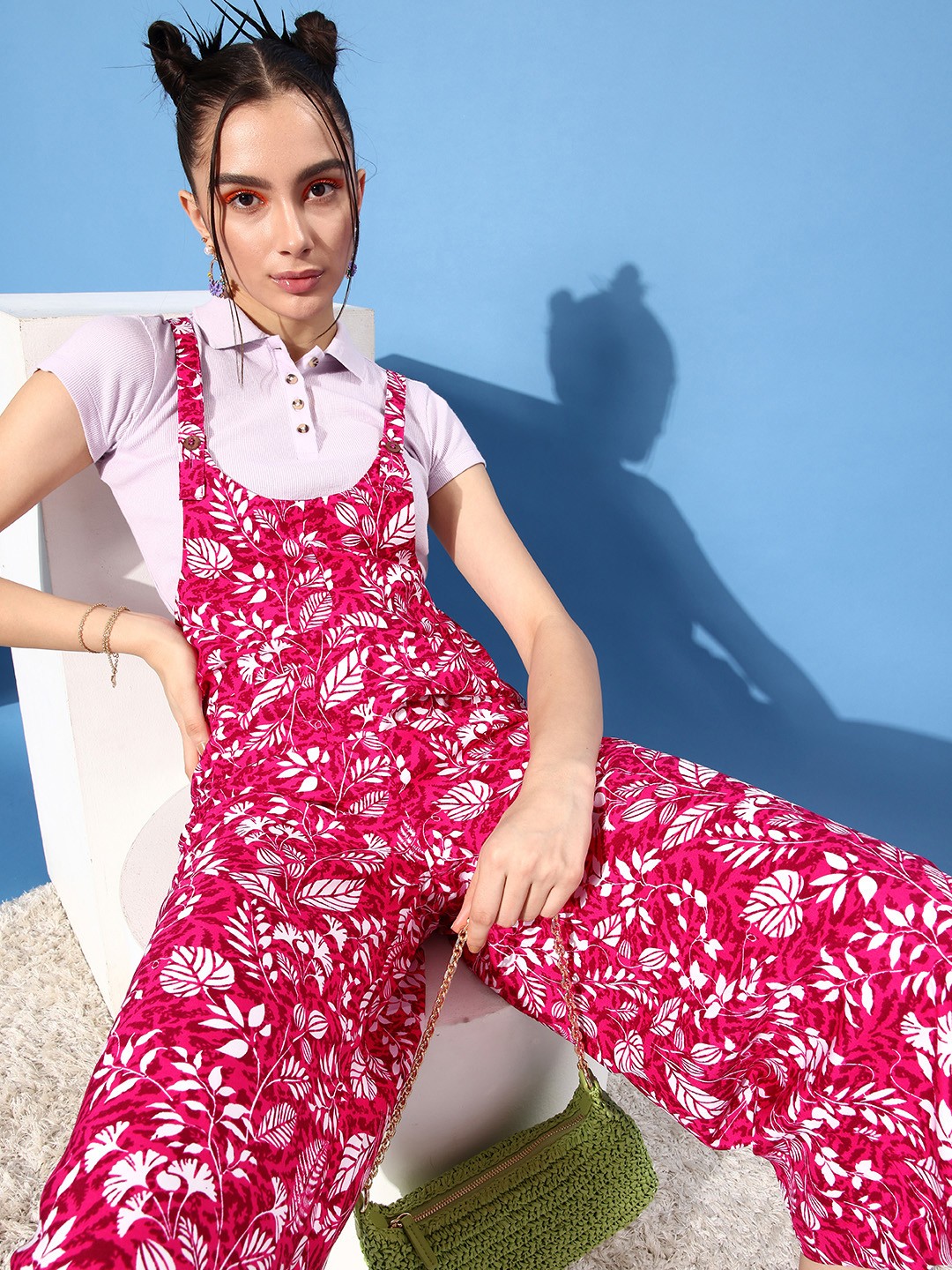

DressBerry Women Fuchsia Printed Joyful Jumpsuit