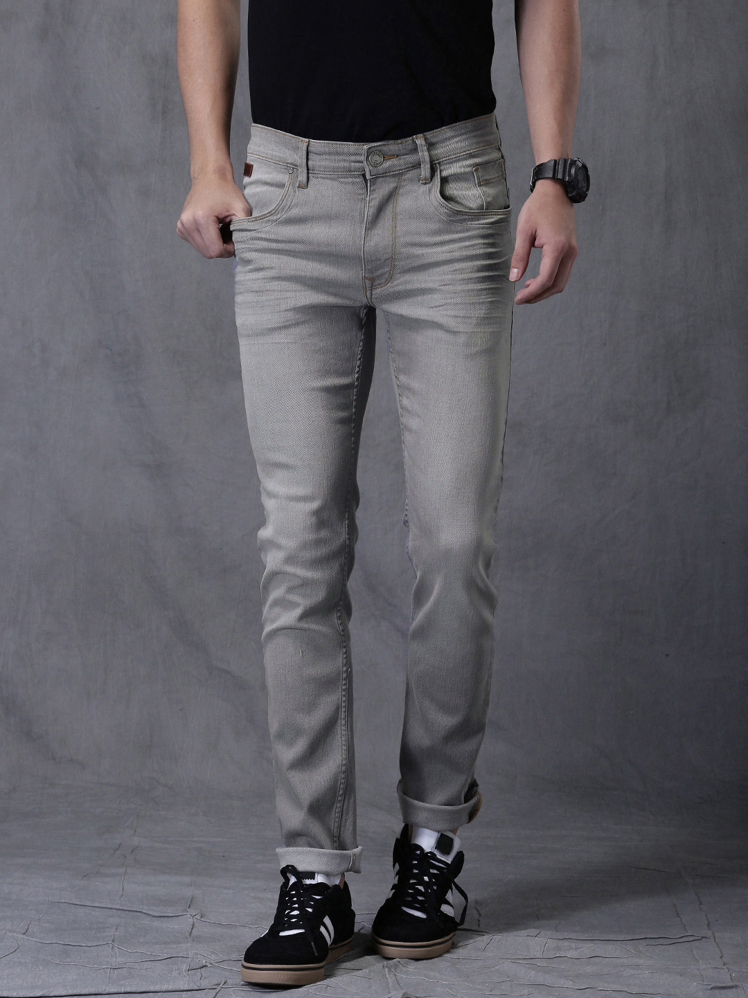 

WROGN Men Grey Skinny Fit Stretchable Jeans