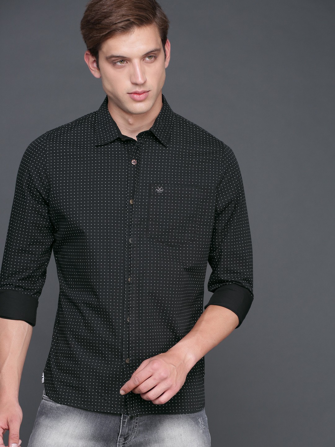 

WROGN Men Black Slim Fit Printed Casual Shirt
