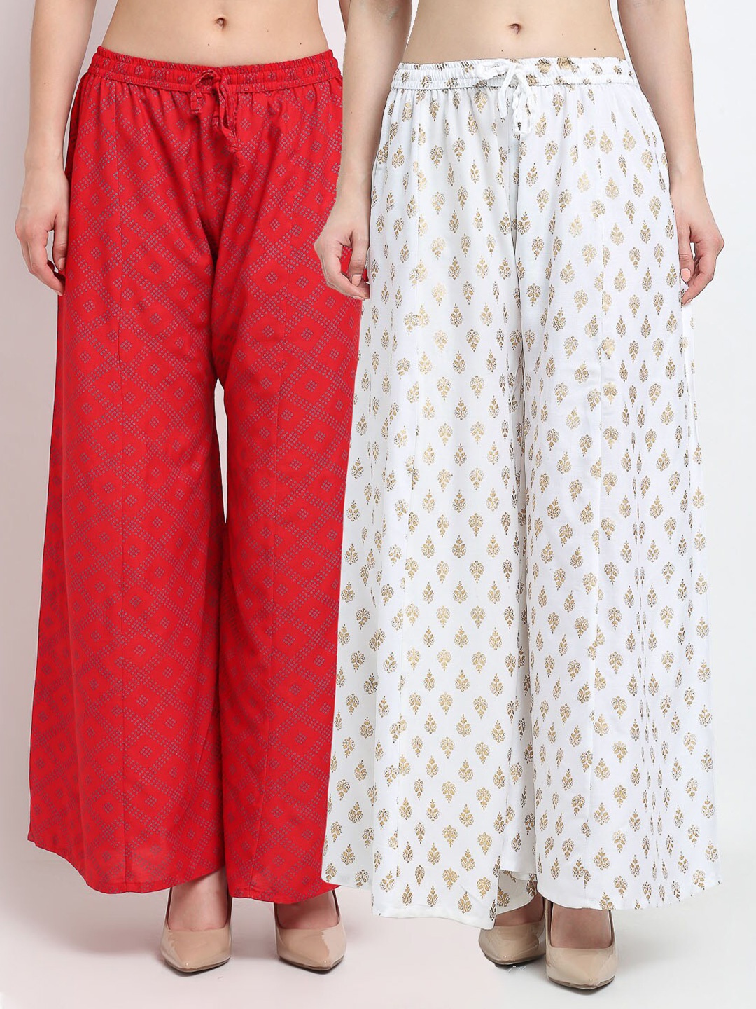 

Jinfo Women Set of 2 Red Printed Palazzos