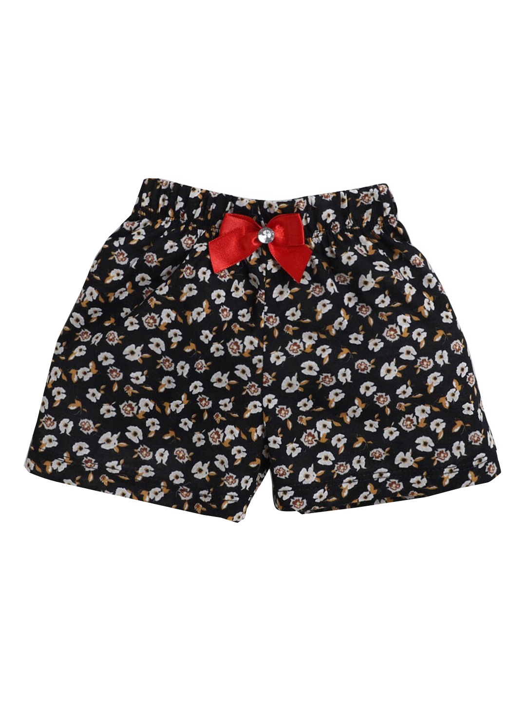 

Hopscotch Girls Black Floral Printed Shorts