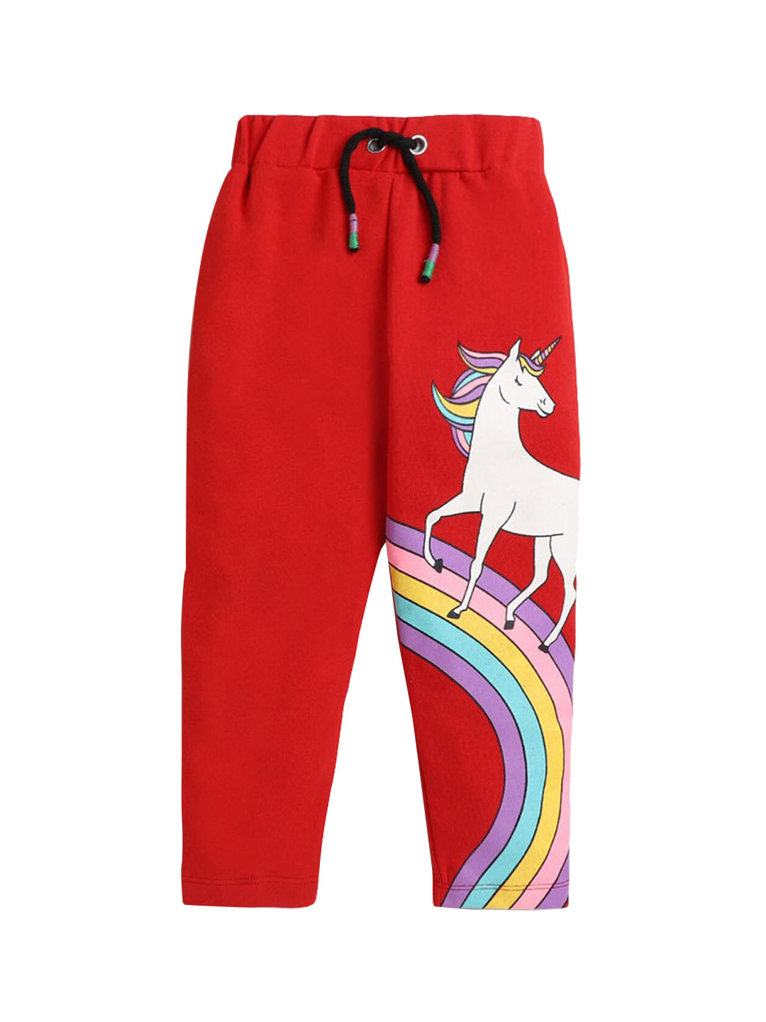 

Hopscotch Girls Red & White Printed Track Pants