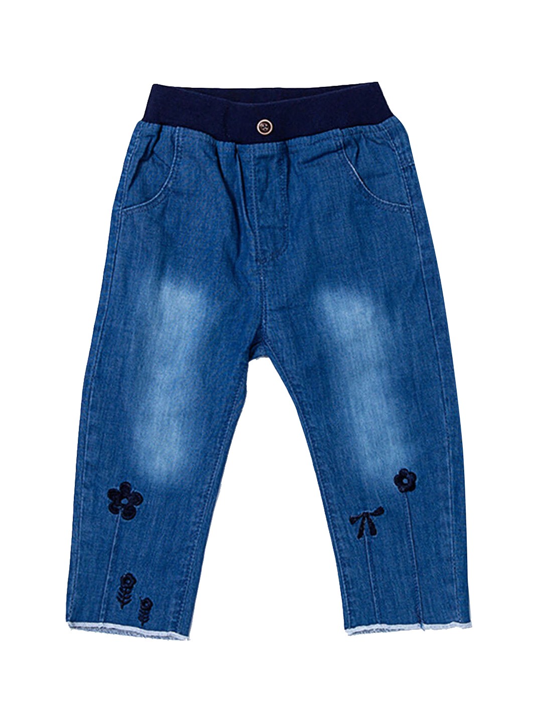 

Hopscotch Girls Blue Embroidered Light Fade Jeans