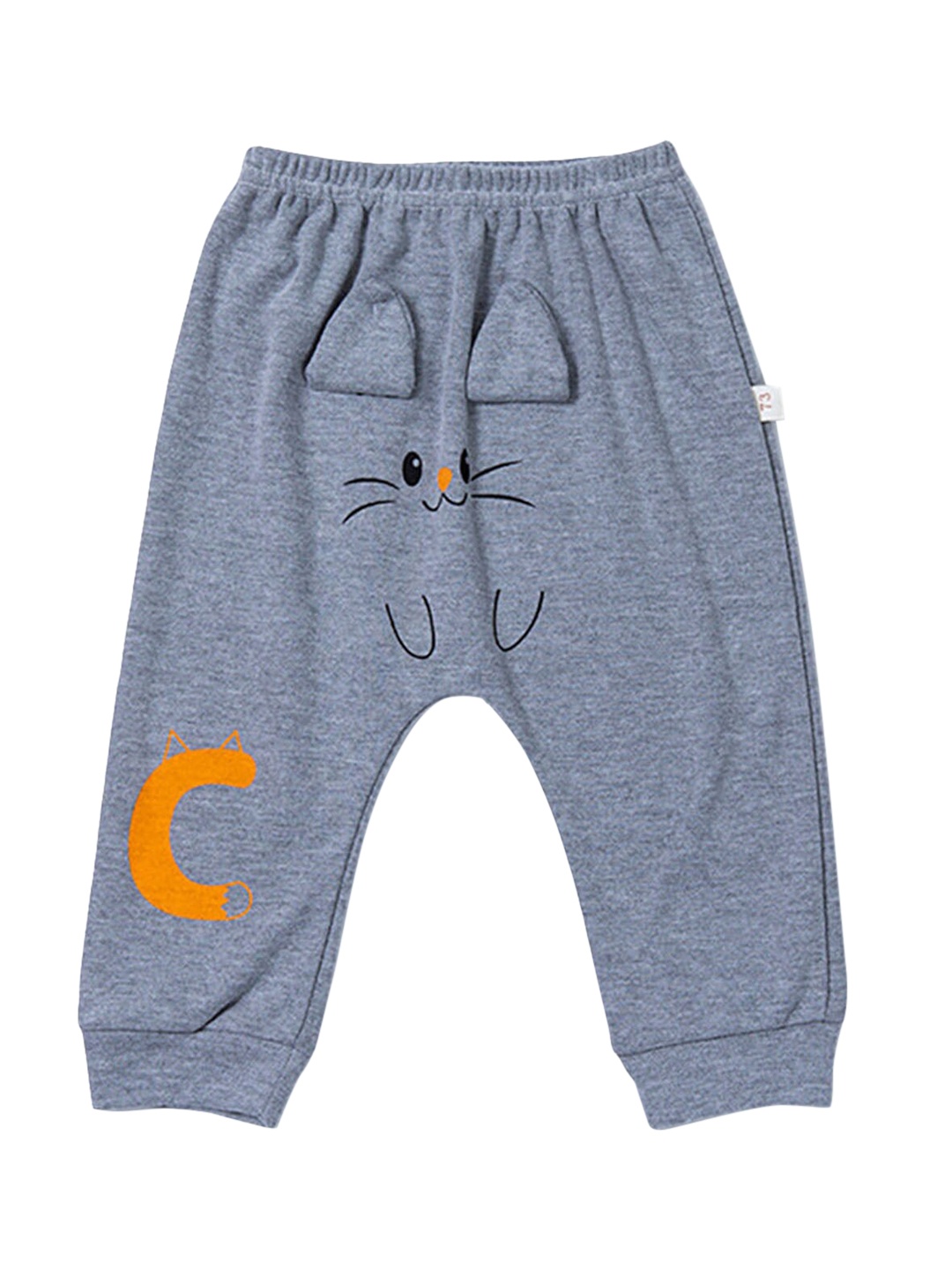 

Hopscotch Unisex Kids Grey Printed Easy Wash Pure Cotton Joggers