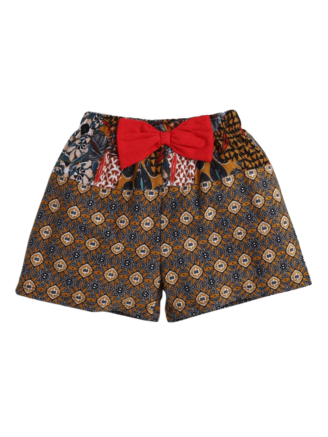 

Hopscotch Girls Brown & Black Printed Shorts