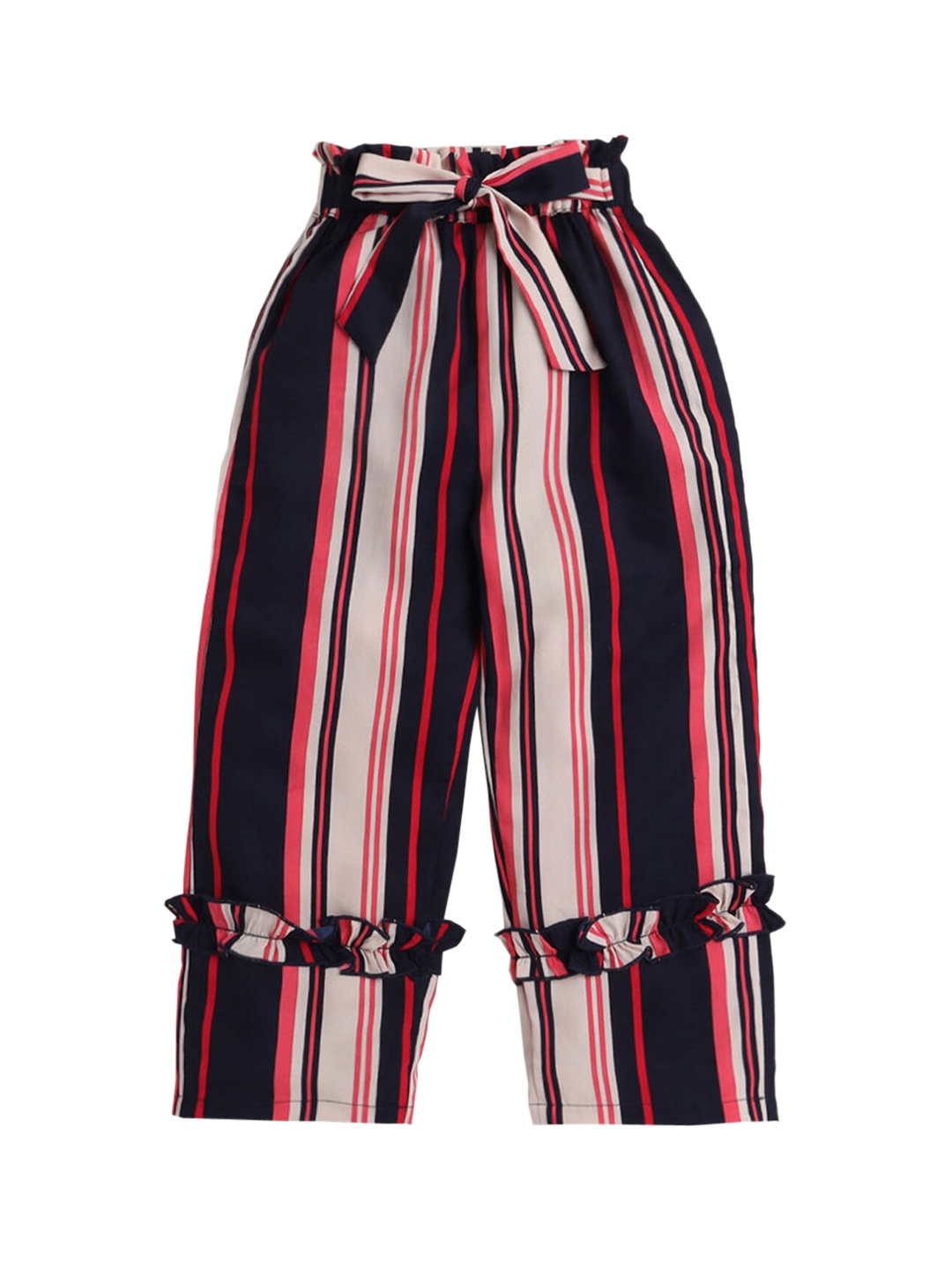 

Hopscotch Girls Black & Pink Striped Easy Wash Cotton Trousers