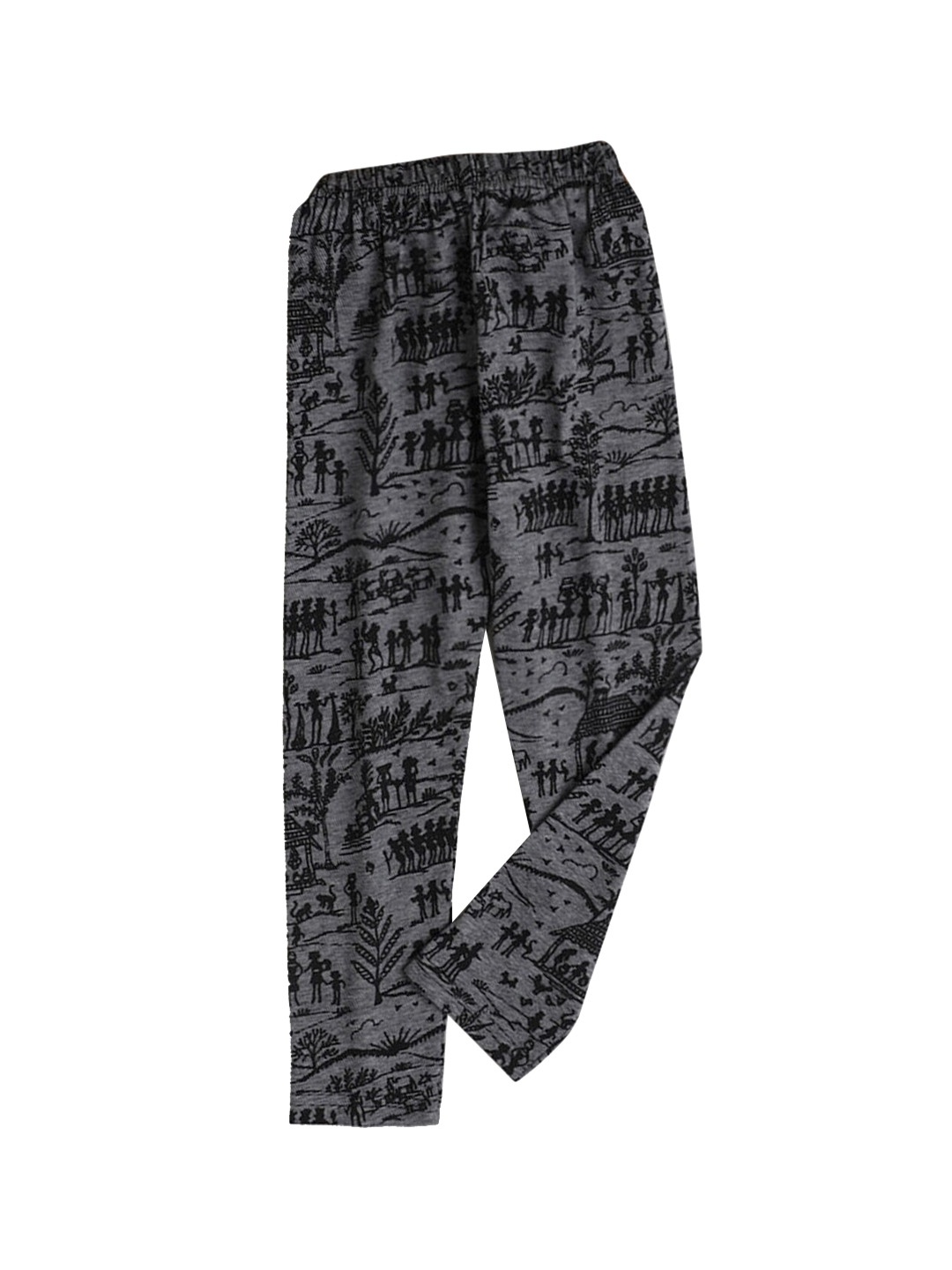

Hopscotch Girls Grey & Black Printed Pure Cotton Ankle Length Leggings