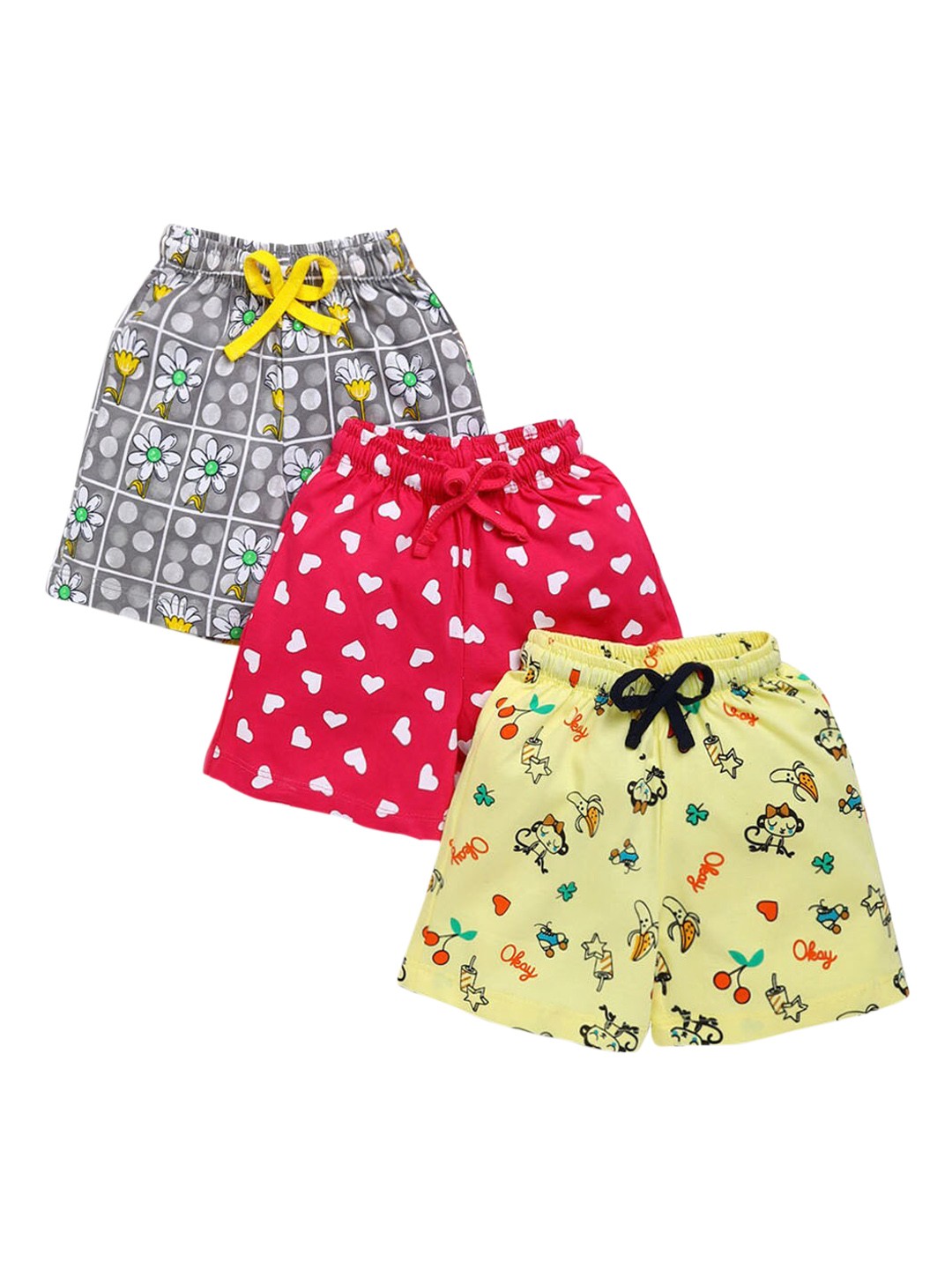 

Hopscotch Girls Pack of 3 Printed Shorts, Yellow
