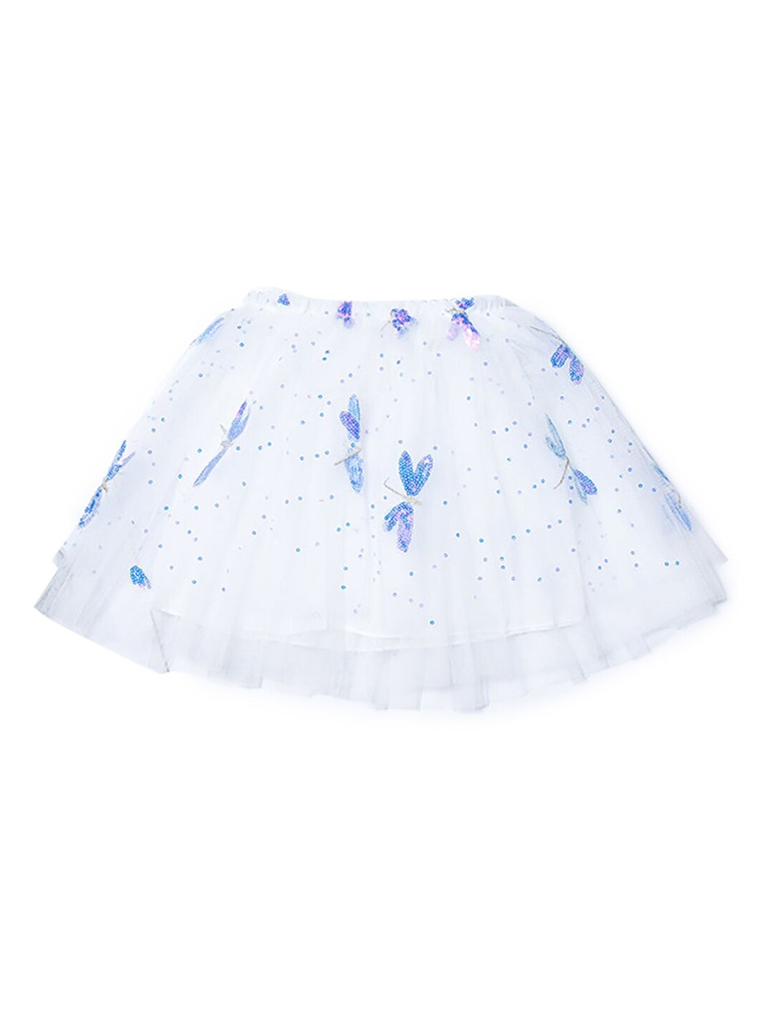 

Hopscotch Girls White & Blue Embellished A-Line Knee-Length Skirts