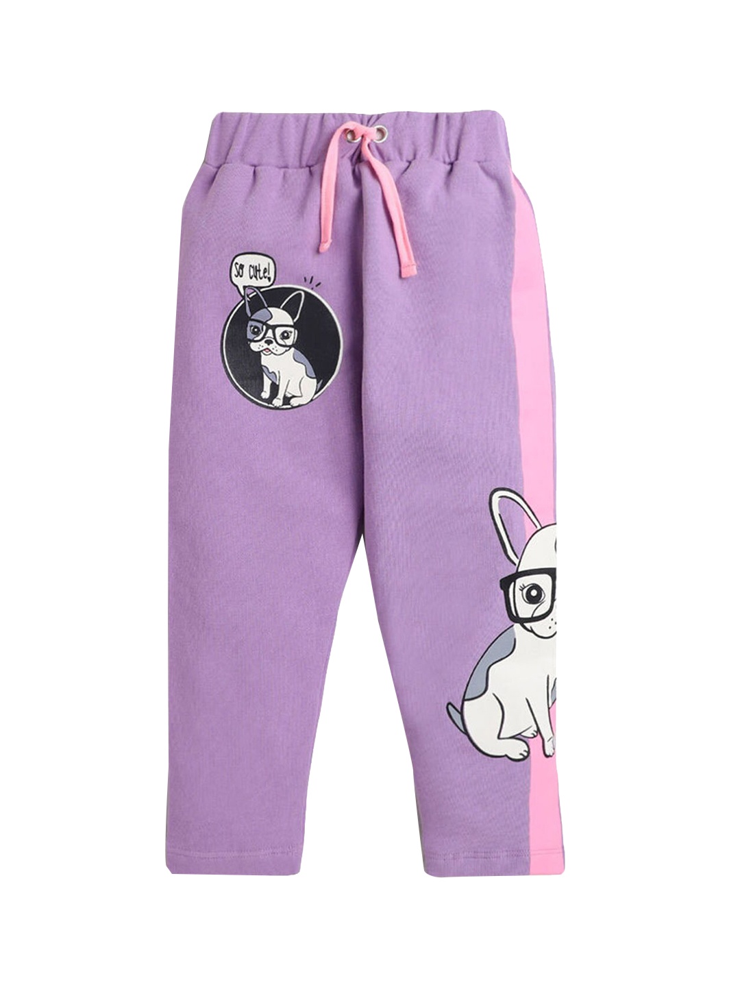 

Hopscotch Girls Purple Printed Regular Fit Cotton Winter Trackpants