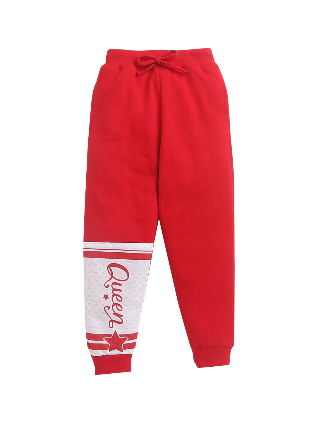 

Hopscotch Girls Red & White Printed Pure Cotton Joggers
