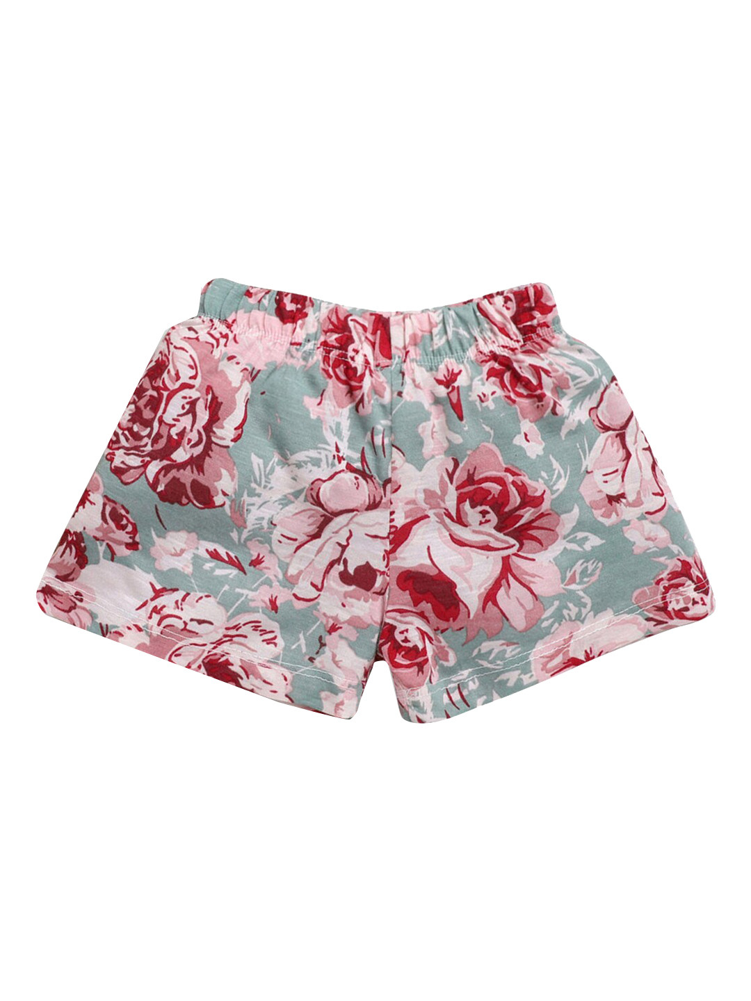 

Hopscotch Girls Sage Green & Red Floral Printed Shorts