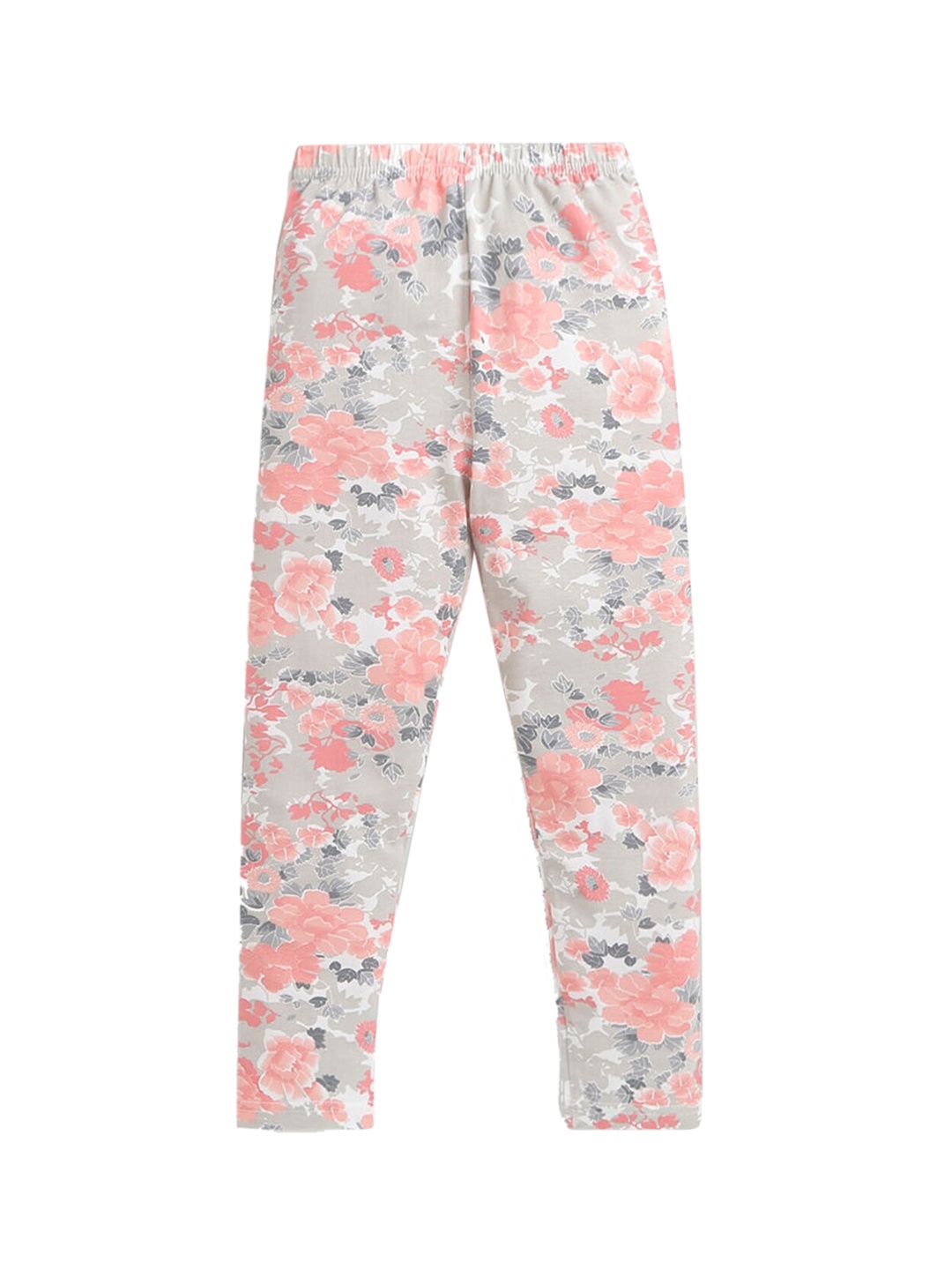 

Hopscotch Girls Grey & Peach-Coloured Printed Pure Cotton Ankle-Length Leggings