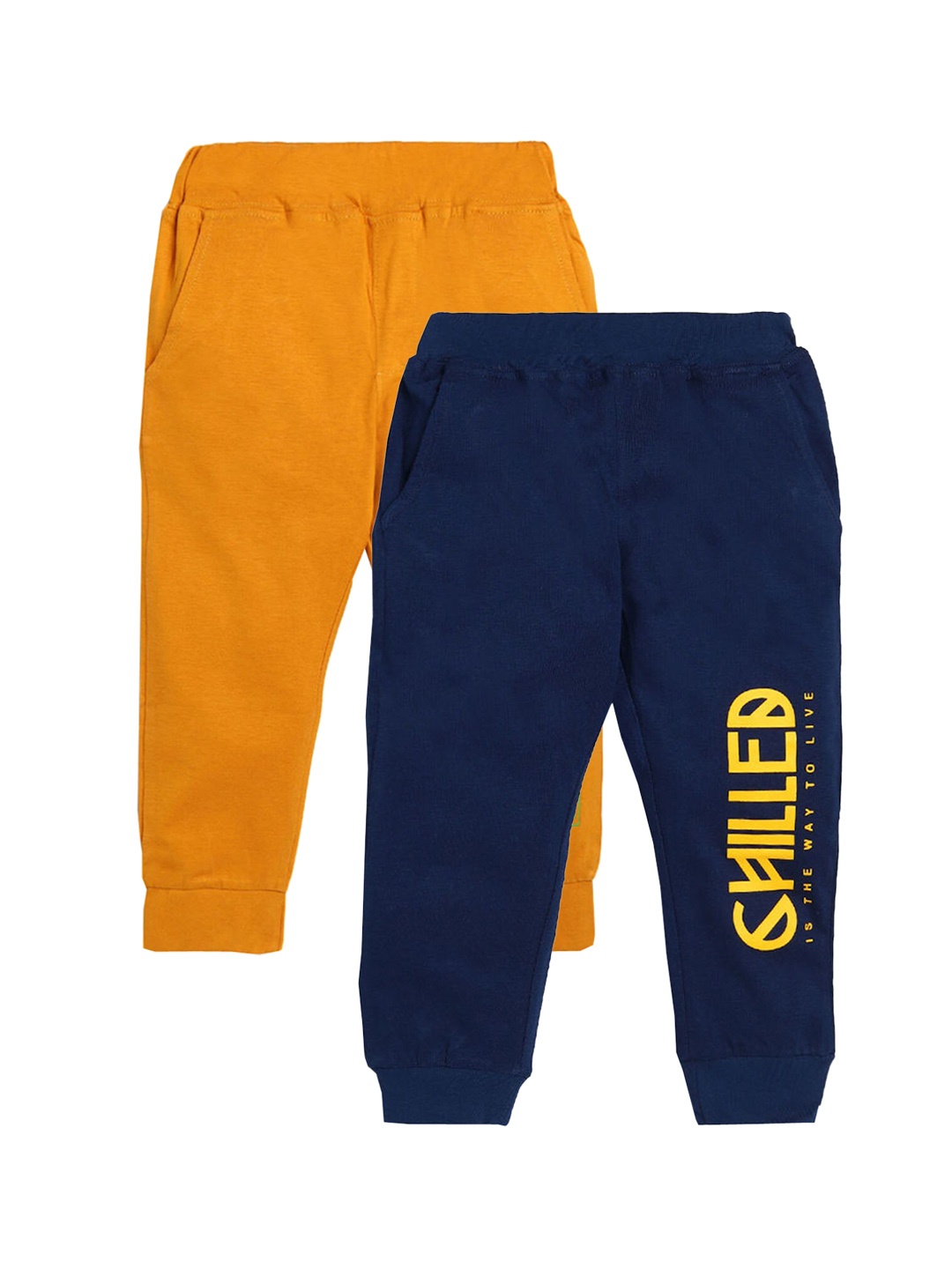 

Hopscotch Boys Yellow & Blue Pack of 2 Pure Cotton Track Pants