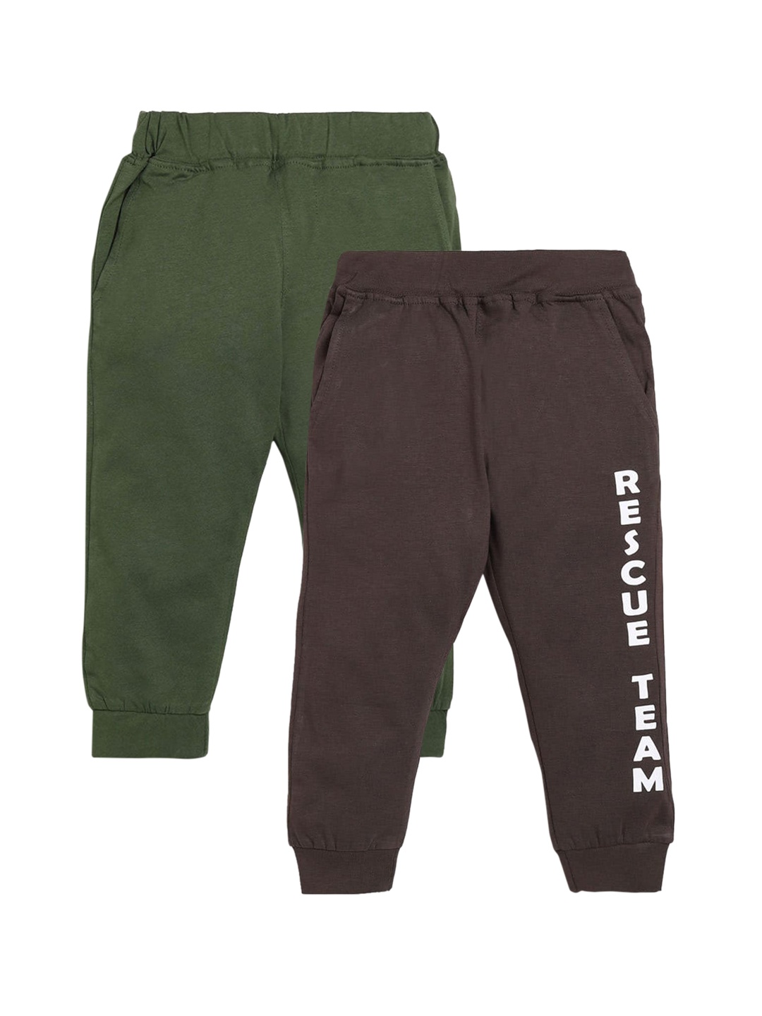 

Hopscotch Boys Multi Typographic Printed Casual Track Pants, Green