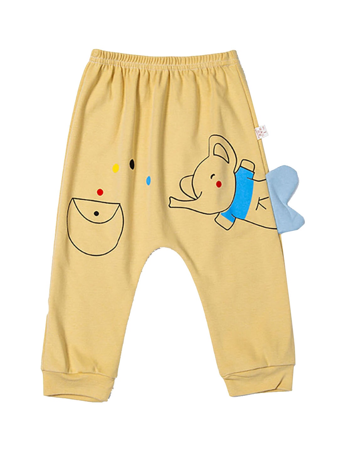 

Hopscotch Kids Yellow & Black Easy Wash Pure Cotton Joggers Trousers