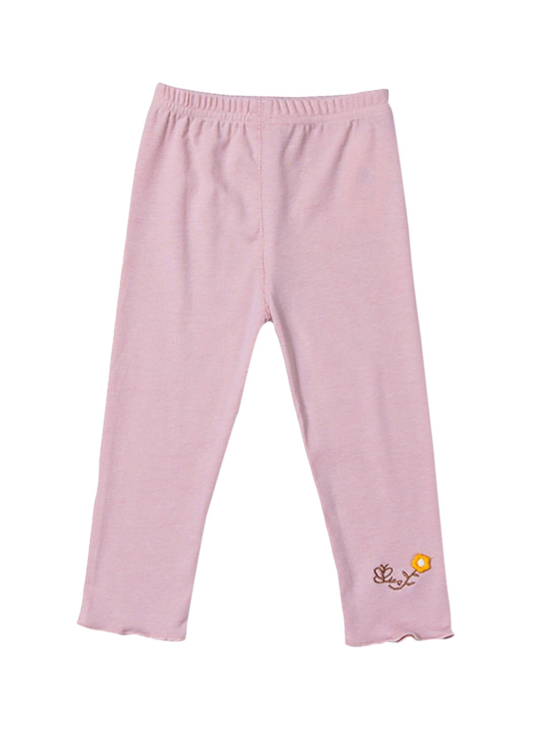 

Hopscotch Girls Pink Cotton Solid Applique Leggings