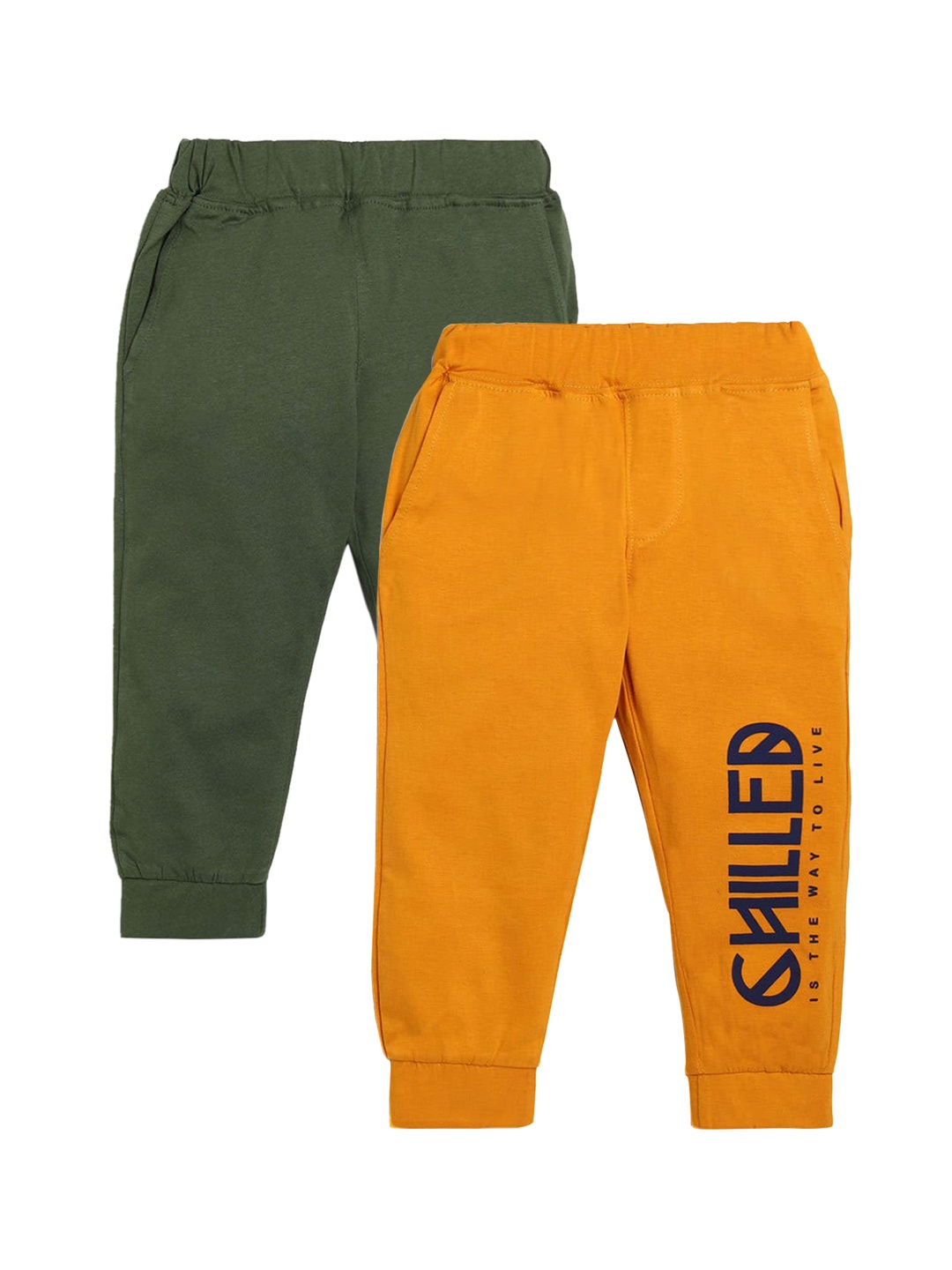 

Hopscotch Boys Pack Of 2 Solid Cotton Track Pant, Green