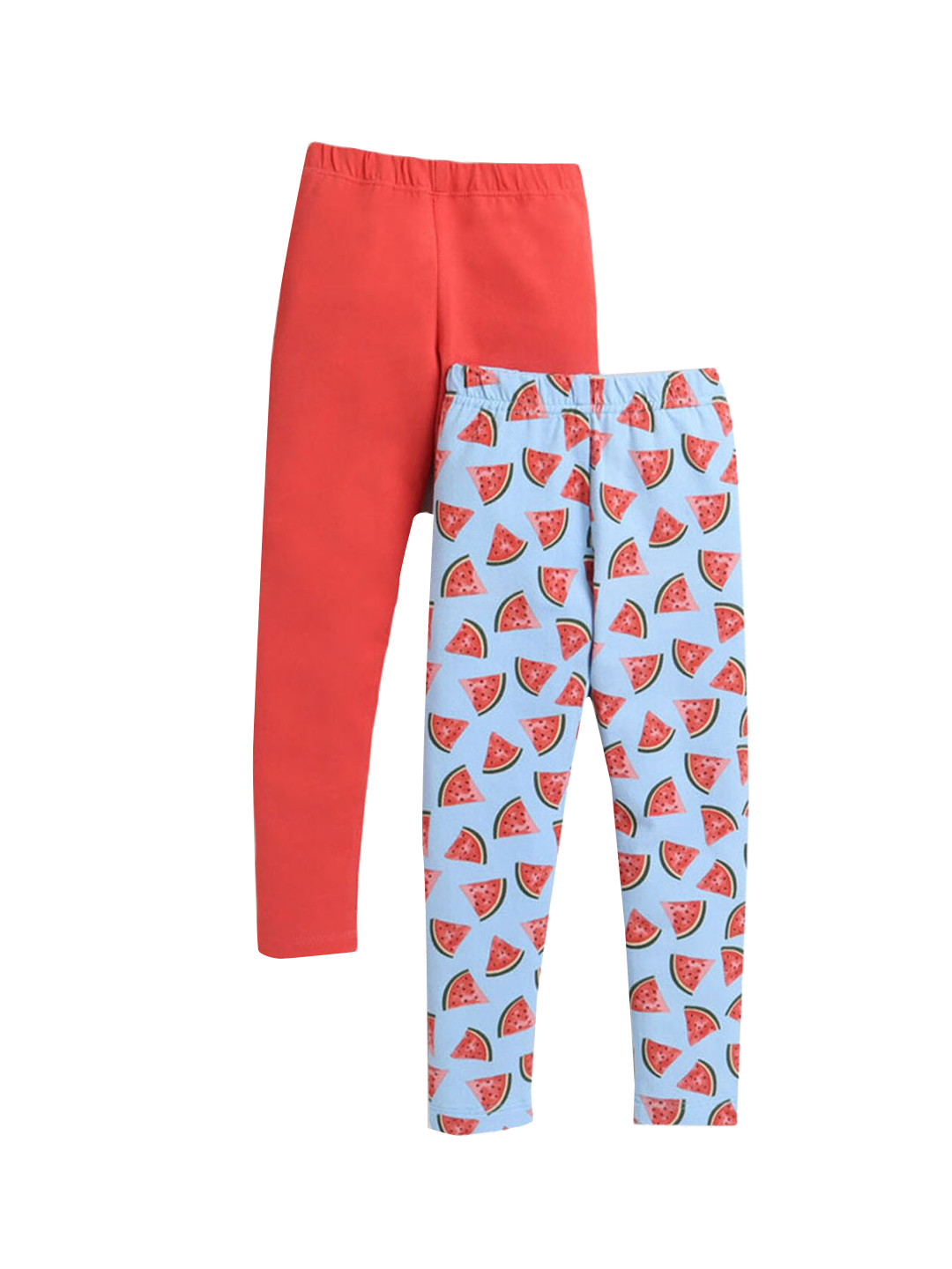 

Hopscotch Girls Pack Of 2 Printed Cotton Leggings, Blue