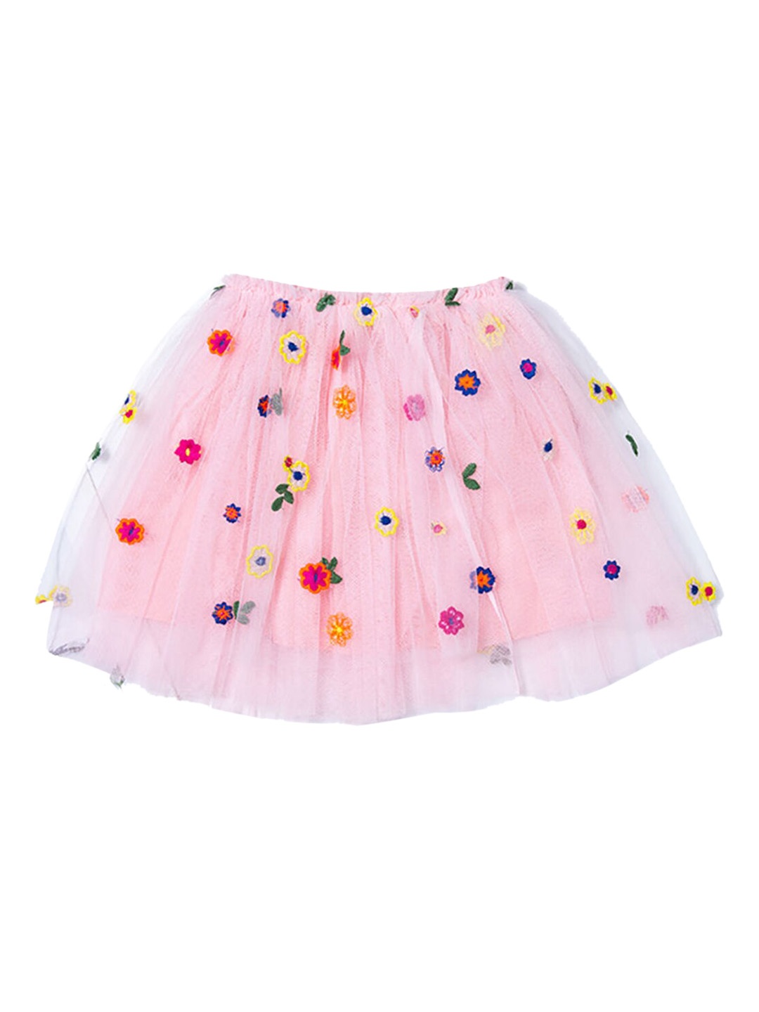 

Hopscotch Girls Pink & Yellow Embellished Knee-Length A-Line Skirts