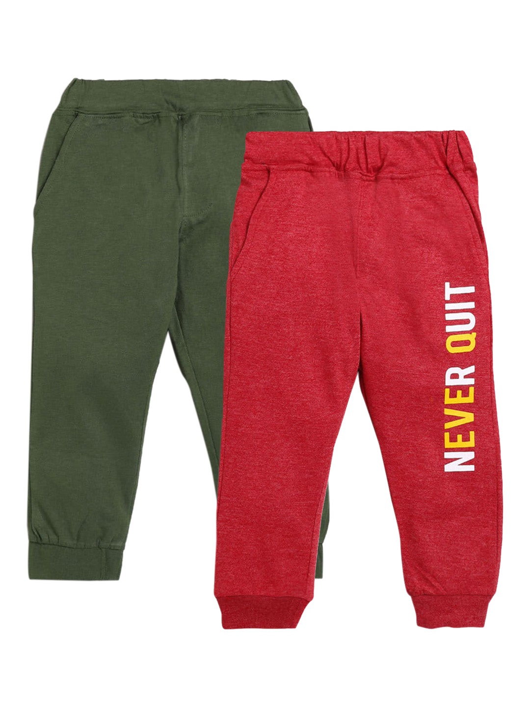 

Hopscotch Boys Pack Of 2 Printed Pure Cotton Joggers, Green