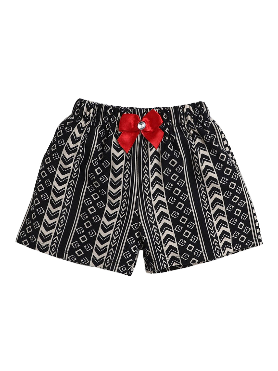 

Hopscotch Girls Black Geometric Printed Shorts