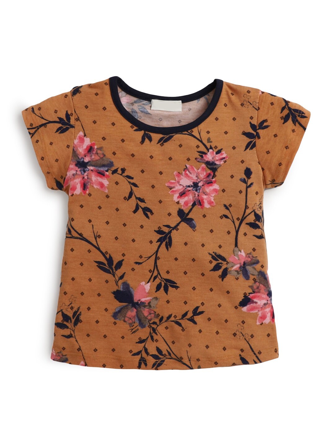 

Hopscotch Girls Yellow Floral Printed T-shirt