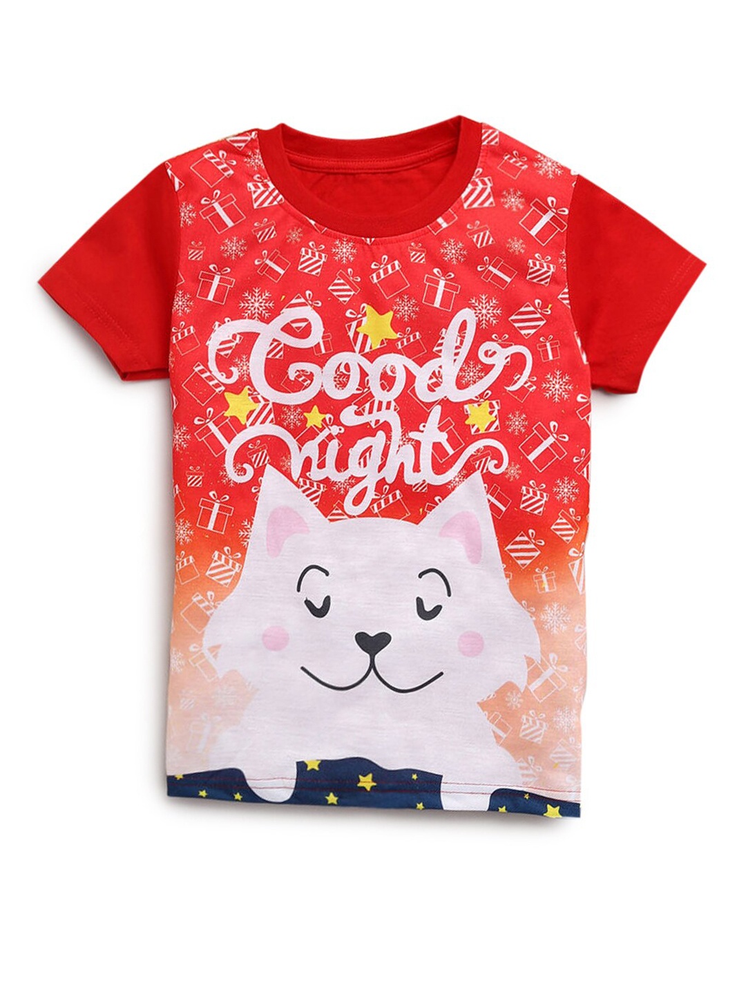 

Hopscotch Girls Red & White Typography T-shirt