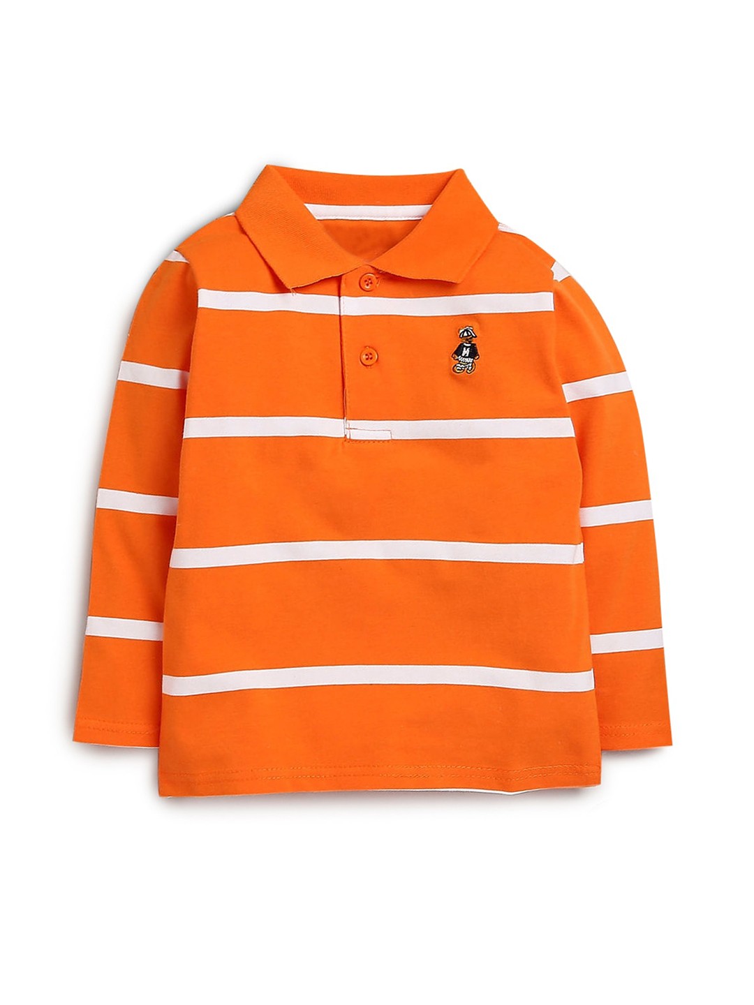 

Hopscotch Boys Orange Striped Polo Collar T-shirt