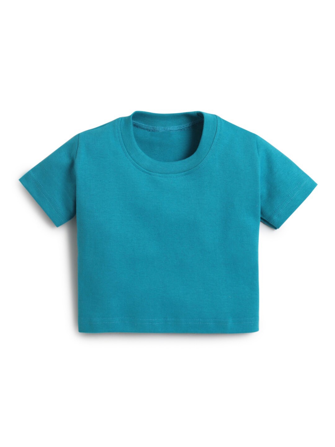 

Hopscotch Girls Blue Solid Cotton T-shirt