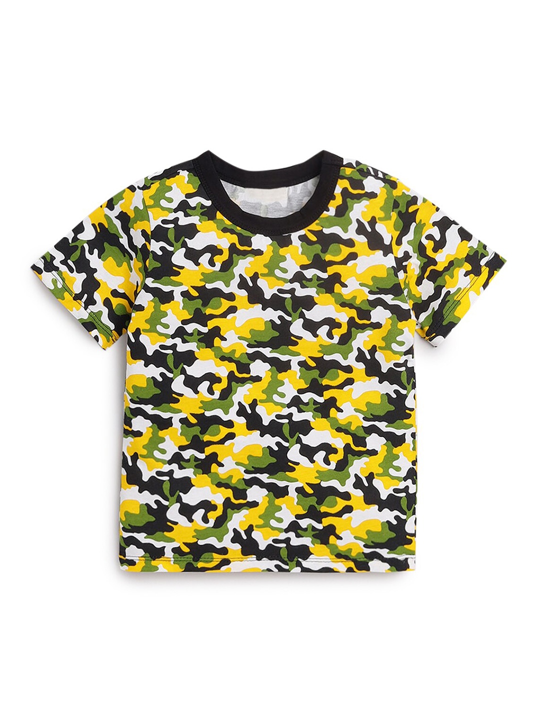 

Hopscotch Boys Yellow & Black Camouflage Printed T-shirt