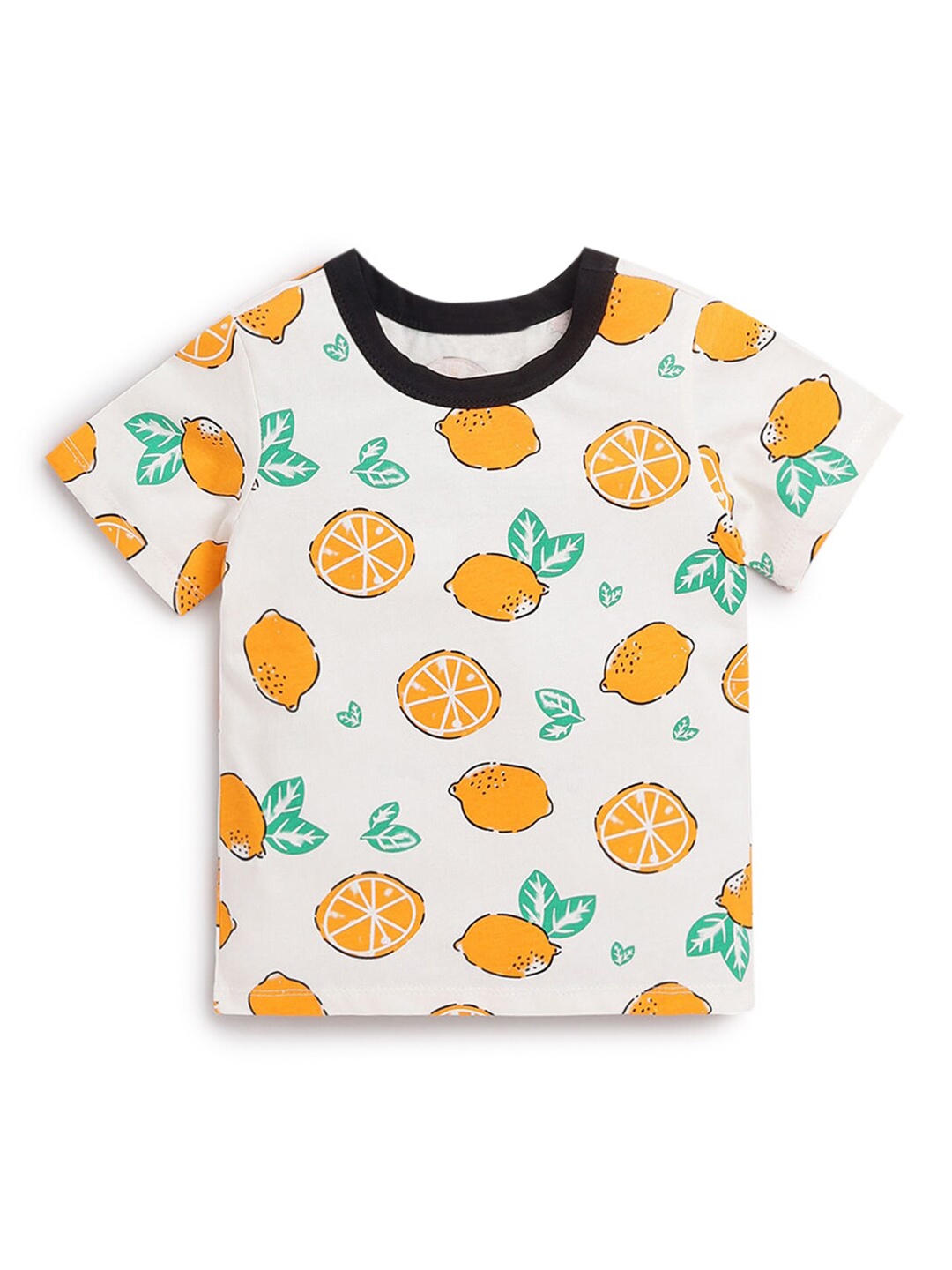 

Hopscotch Boys White & Orange Printed T-shirt