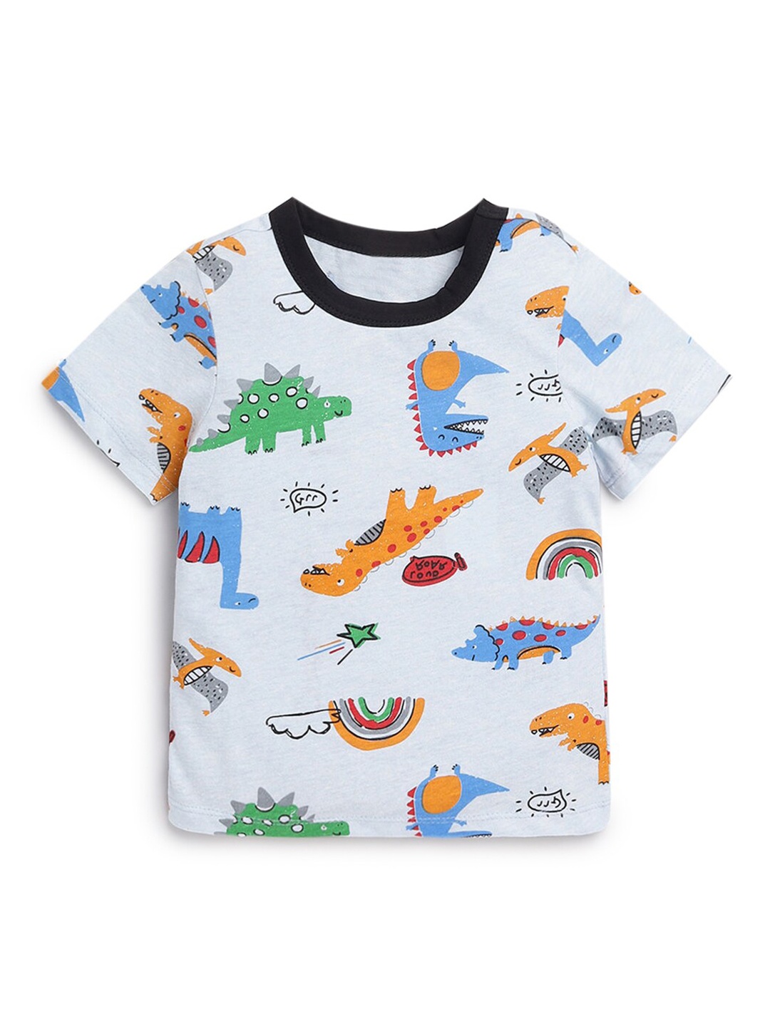 

Hopscotch Boys Blue & White Printed T-shirt