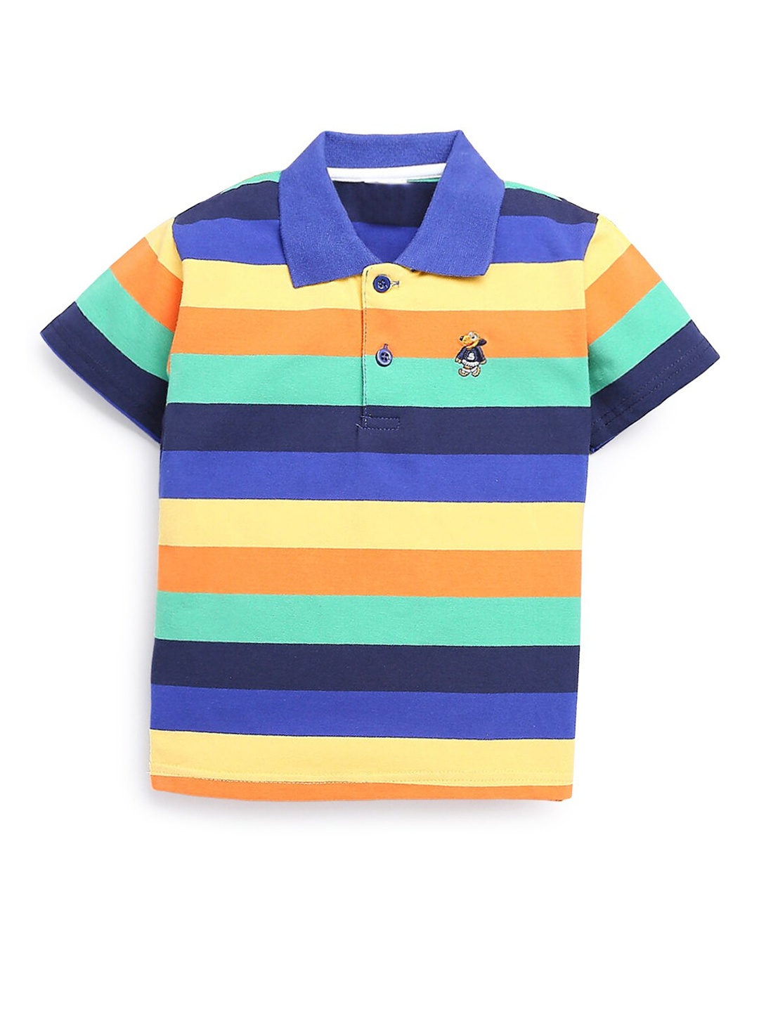 

Hopscotch Boys Multicoloured Striped Polo Collar T-shirt, Multi