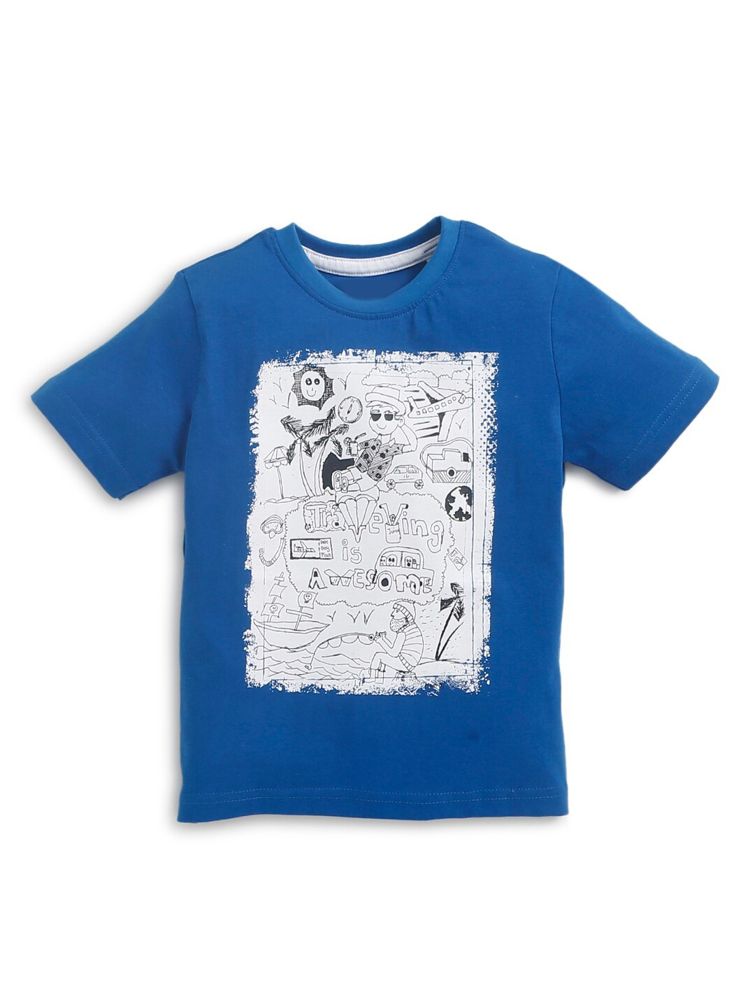 

Hopscotch Boys Blue Printed T-shirt