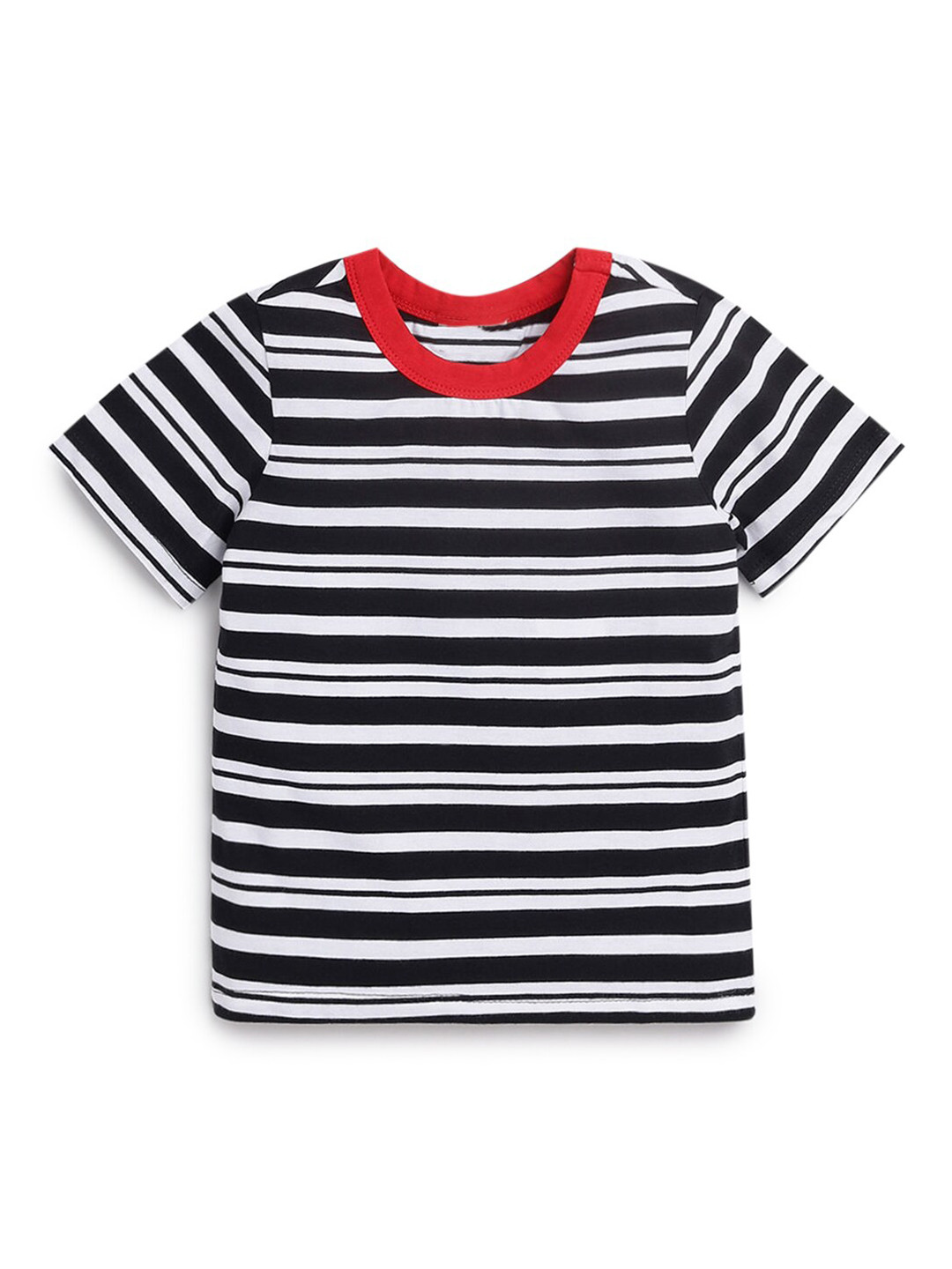 

Hopscotch Boys White & Black Striped T-shirt
