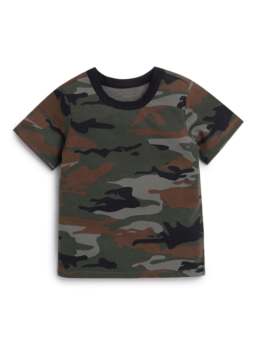 

Hopscotch Boys Grey & Olive Green Camouflage Printed T-shirt
